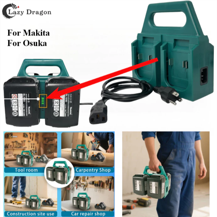 MAKITA สถานีชาร์จอย่างรวดเร็ว ฟังก์ชั่นคู่ชั้นวางมือจับแบบพกพาสําหรับ ดู 18โวลต์ ที่เก็บแบตเตอรี่และแท่นชาร์จ