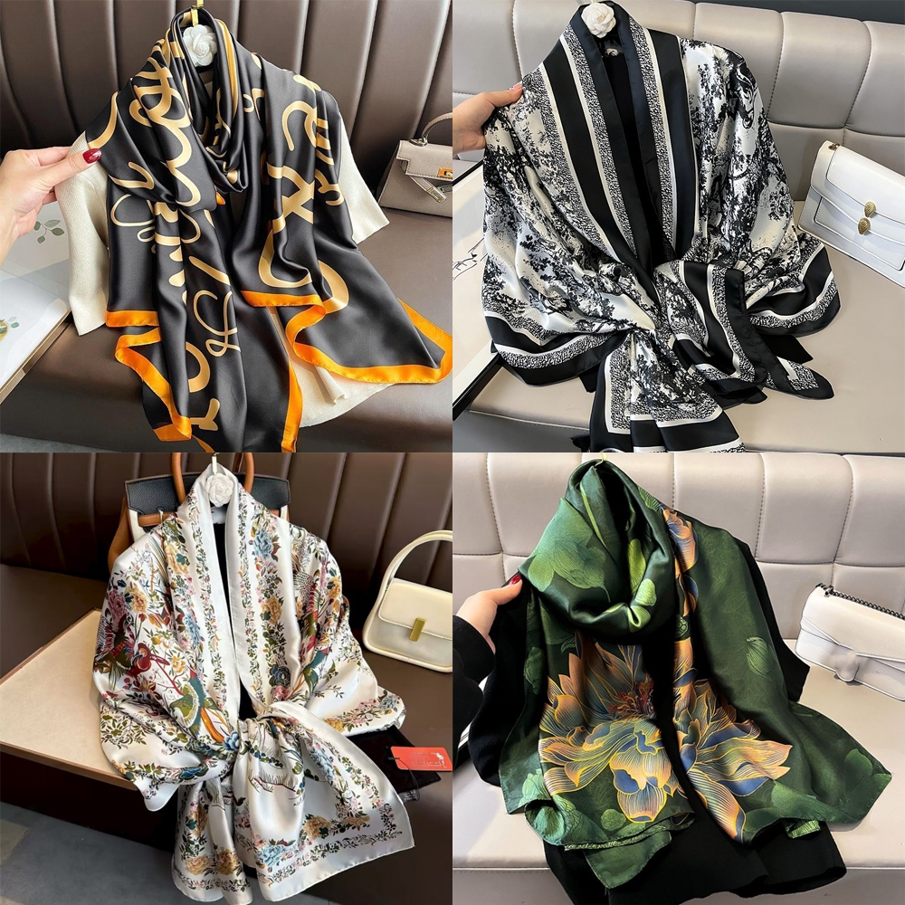 ผ้าคลุมไหล่ 180*90cm ผ้าพันคอผ้าบัฟกันแดด  น้ำหนักเบาแบบโอเวอร์ไซส์สำหรับชายหาด/ออฟฟิศ O102
