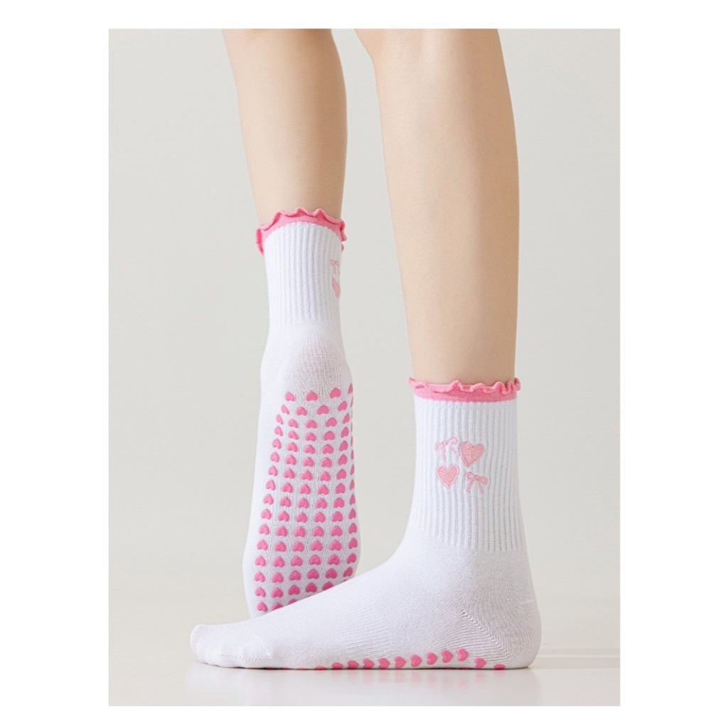 Women's Pilates Fitness Running Socks Pure Cotton Embroidered Yoga Socks