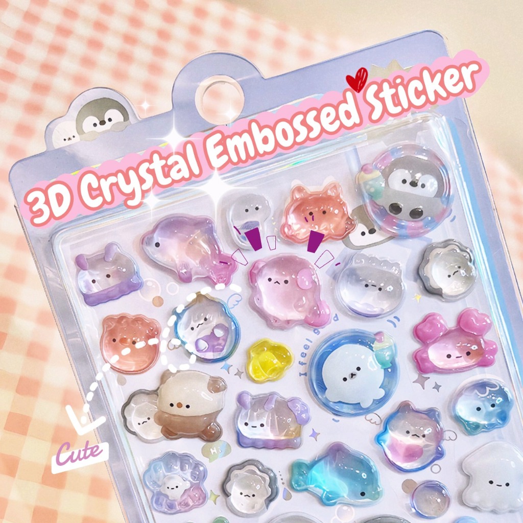 3ง สติกเกอร์คริสตัลขนมน่ารักคิตตี้หมีนูนสติกเกอร์โทรศัพท์มือถือสมุดวารสารตกแต่งอุปกรณ์ทํามือของขวัญเด็ก