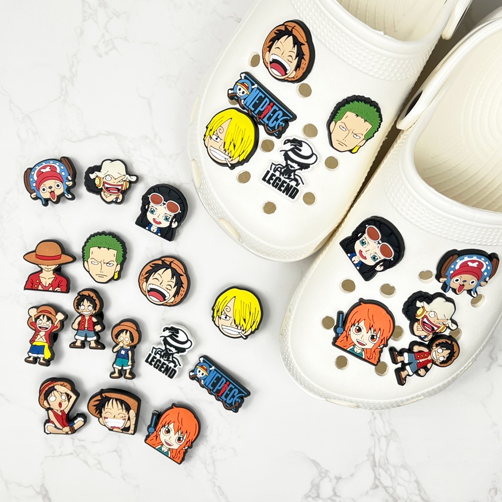 ตัวติดรองเท้ามีรู นติดรองเท้า Shoe charms หัวเข็มขัดรูเชือกรองเท้า ตัวละครลูฟี่จากการ์ตูนวันพีซ one piece อุปกรณ์ตกแต่งรองเท้าและรองเท้าแตะคุณภาพสูง