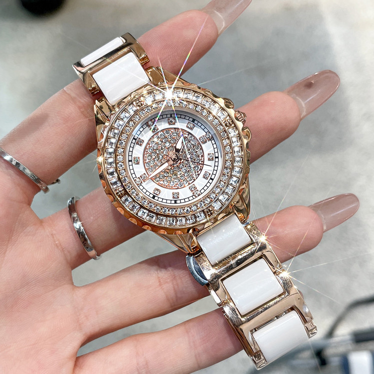 〖 CILOA 〗 (พร้อมกล่องของขวัญ) Camellia นาฬิกาเซรามิกหญิง Niche Light Luxury Full Diamond นาฬิกาผู้หญิงผู้หญิง ผู้หญิงสไตล์ใหม่ 6433