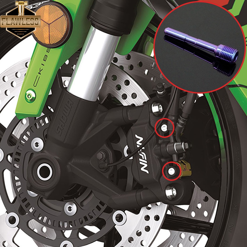FLAWLESSTI M10x47x1.0 Pitch Gr5 Titanium Caliper Pin Nissin Stock Caliper Pin ForZX-4R ZX-6R ZX-25R 