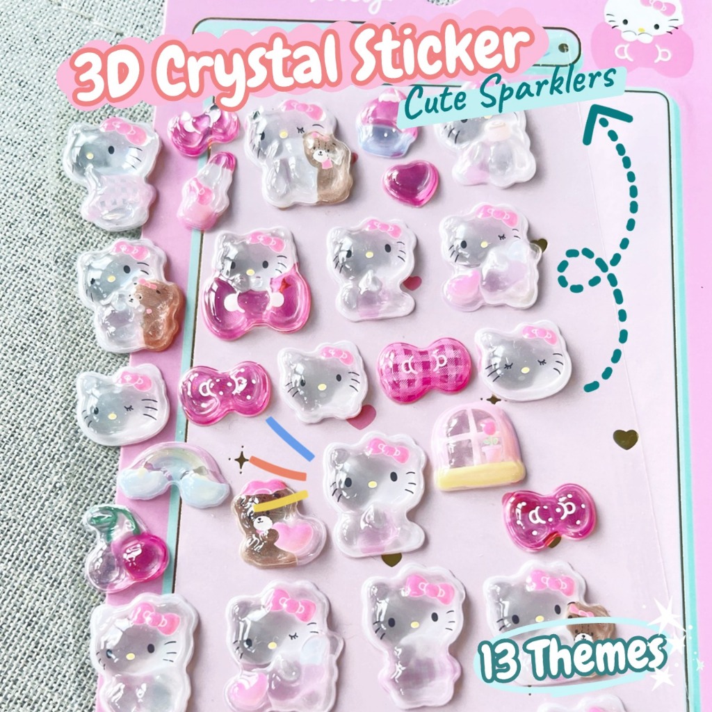 3D สติกเกอร์คริสตัลน่ารัก Kawaii Candy Kitty Ghost Drop สติกเกอร์นูนโทรศัพท์มือถือสมุดภาพวารสารตกแต่ง DIY ของขวัญ