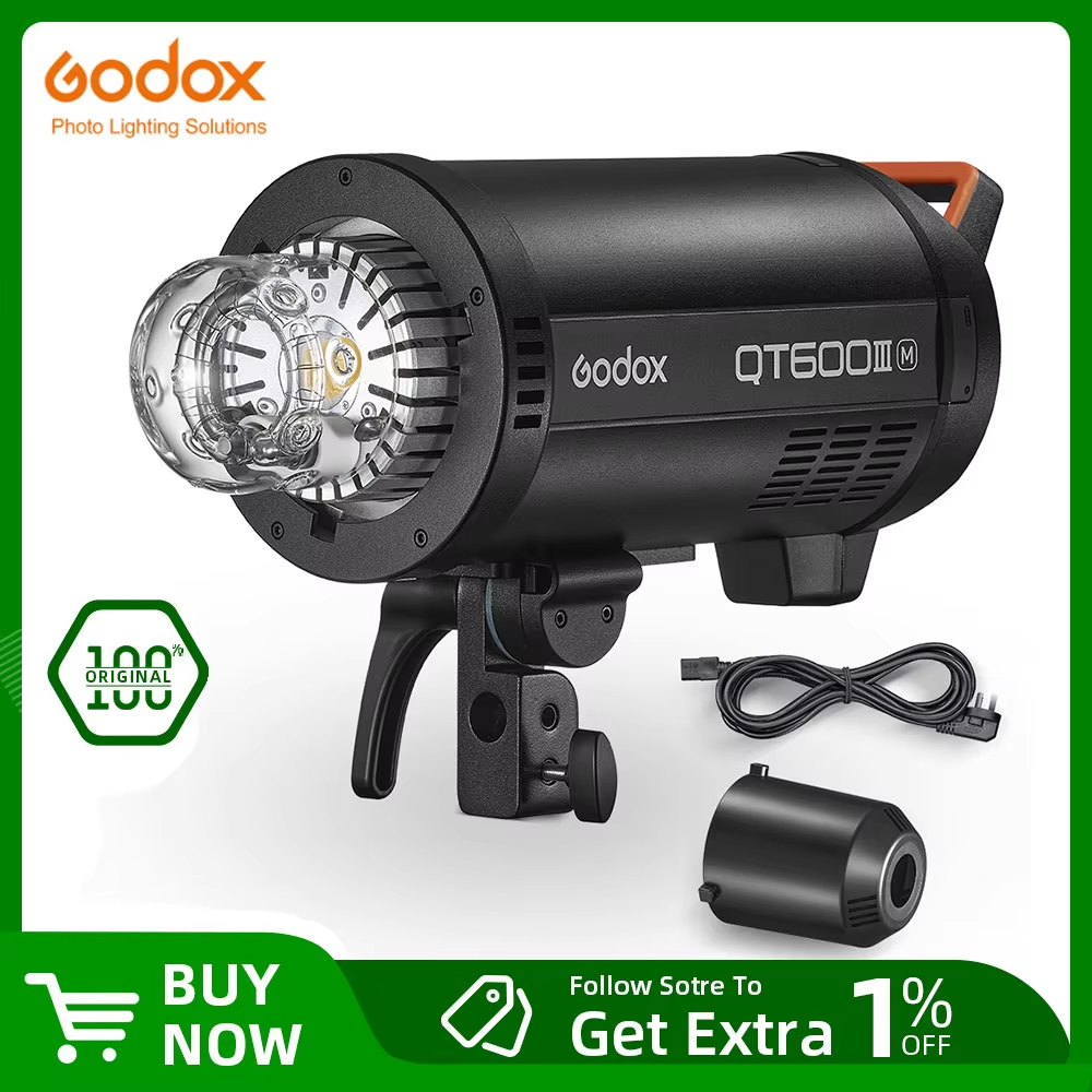 Godox QT600III 600W 1/8000s ซิงค์ความเร็วสูงสตูดิโอแฟลช Strobe Light ในตัวระบบไร้สาย 2.4G + 40W LED 