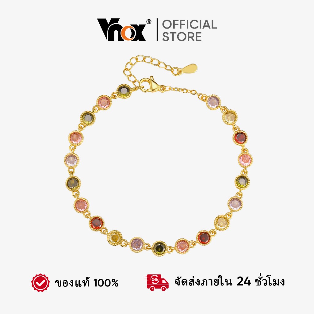 สร้อยข้อมือ VNOX ลูกบาศก์สีสันสดใส ชุบทองสำหรับผู้หญิง พร้อมมอบเป็นของขวัญ