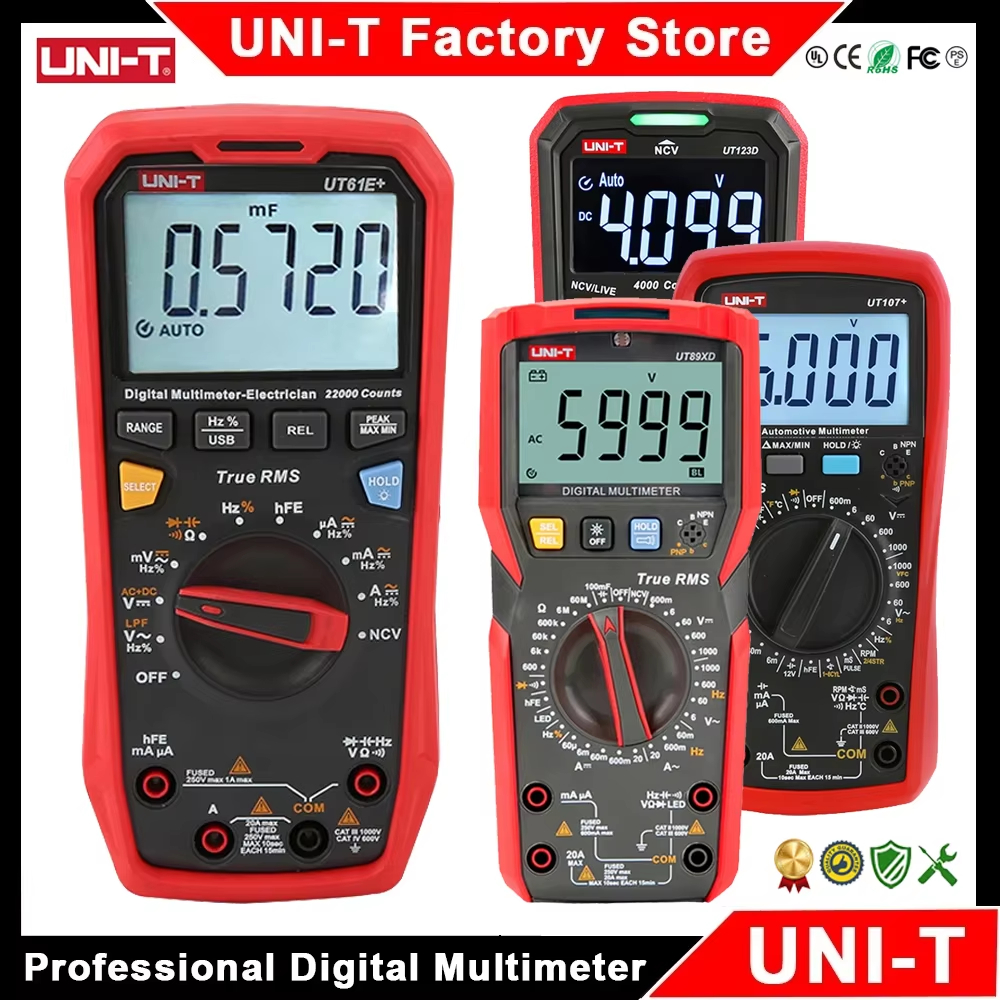 UNI-T มัลติมิเตอร์แบบดิจิตอลระดับมืออาชีพ UNI-T UT890C UT89X UT89XD UT105+ UT107+ UT61B+ UT61D+ UT61