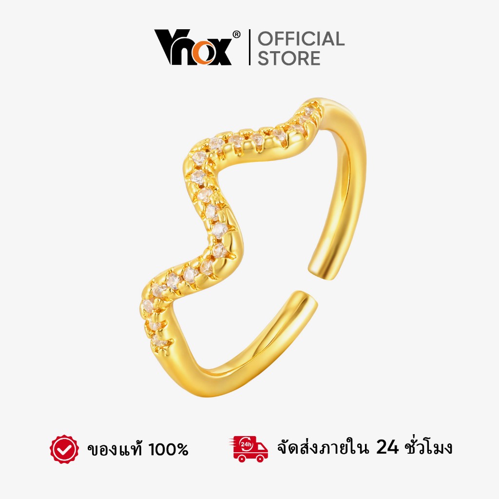 แหวนมรกตคิวบิกและเคลือบทองคำ สไตล์เรียบหรู ไม่เปลี่ยนสีหรือนํ้าตาล Vnox