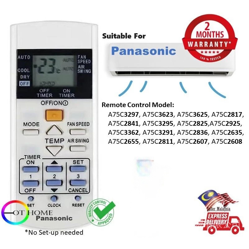 รีโมทแอร์คอน Panasonic A75C3297, 3623, 3625, 2817, 2841, 3295, 2825, 2925, 3362, 3291, 2836, 2635, 2