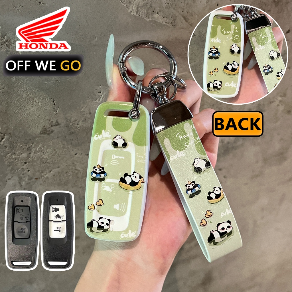 OFF WE GO น่ารัก Panda Honda pcx160/giorno/forza 350/click 160 พวงกุญแจรถจักรยานยนต์ Honda เคสกุญแจรถ