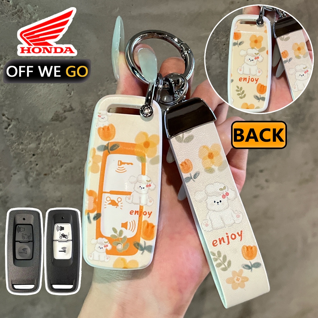 OFF WE GO Tulip Puppy Honda pcx160/giorno/forza 350/click 160 พวงกุญแจรถจักรยานยนต์ Honda เคสกุญแจรถ