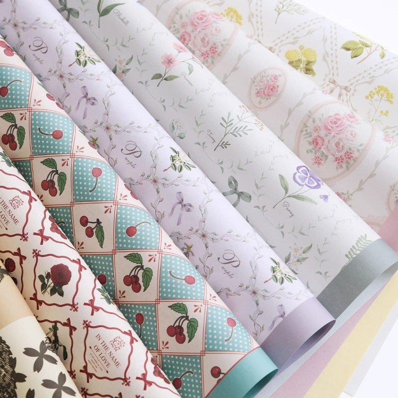 กระดาษห่อสปริงดูซีรีส์ช่อดอกไม้ฤดูใบไม้ผลิดอกไม้สดสดใสอินสไตล์กระดาษห่อแฮนด์เมดทําเอง