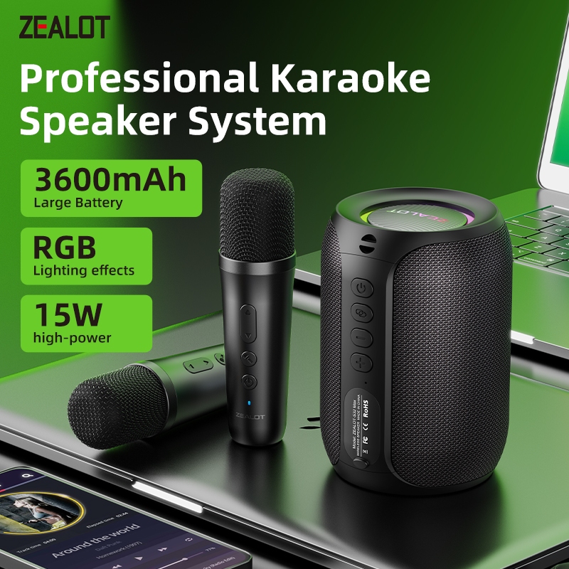 ZEALOT S62M ลําโพงคาราโอเกะบลูทูธแบบพกพาพร้อมไมโครโฟน | ลําโพงไร้สาย 3600mAh Type-C กันน้ํา IPX4