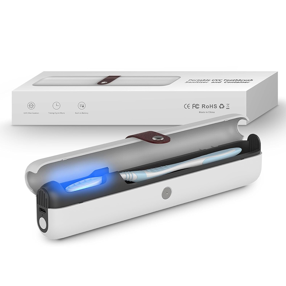 กล่องเจลทําความสะอาดแปรงสีฟันแสงยูวีแบบพกพากระเป๋าใส่แปรงสีฟันสําหรับเดินทาง