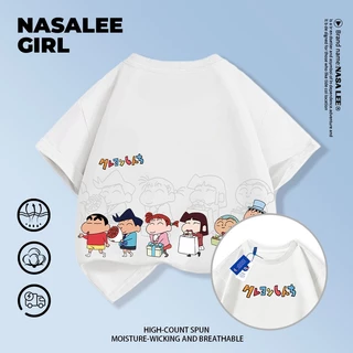 【ส่งของในวันเดียวกัน】เสื้อยืดแขนสั้นเด็ก NASA เนื้อฝ้ายสีดำ ระบายอากาศดี ลายชินจัง（Crayon Shin-chan）สไตล์เท่ๆ ใส่ได้ทั้งเด็กชาย-เด็กหญิง แฟชั่นสตรีท