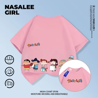 【ส่งของในวันเดียวกัน】เสื้อยืดแขนสั้นเด็ก NASA เนื้อฝ้ายสีดำ ระบายอากาศดี ลายชินจัง（Crayon Shin-chan）สไตล์เท่ๆ ใส่ได้ทั้งเด็กชาย-เด็กหญิง แฟชั่นสตรีท