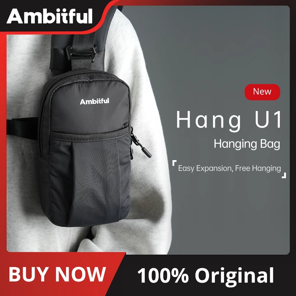 Amytful Hang U1 กระเป๋าแขวนสีเบจสีดําขนาดเล็กน้ําหนักเบาแบบพกพากระเป๋าสะพายสําหรับ Travelling การถ่ายภาพกล้องสมาร์ทโฟน
