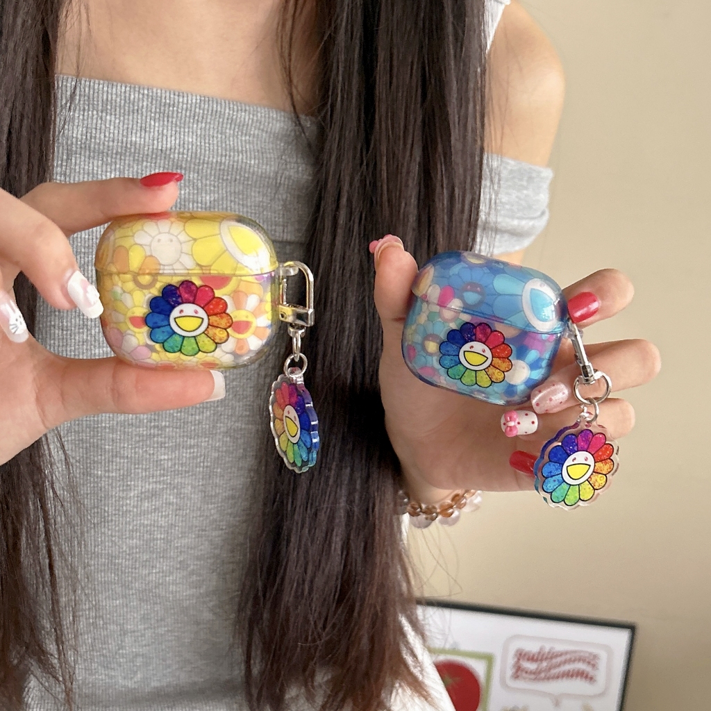 Takashi Murakami Sunflower Airpods Pro3 กรณี Airpods 4/4(ANC) กันกระแทกหูฟังสําหรับ Apple AirPods Pr