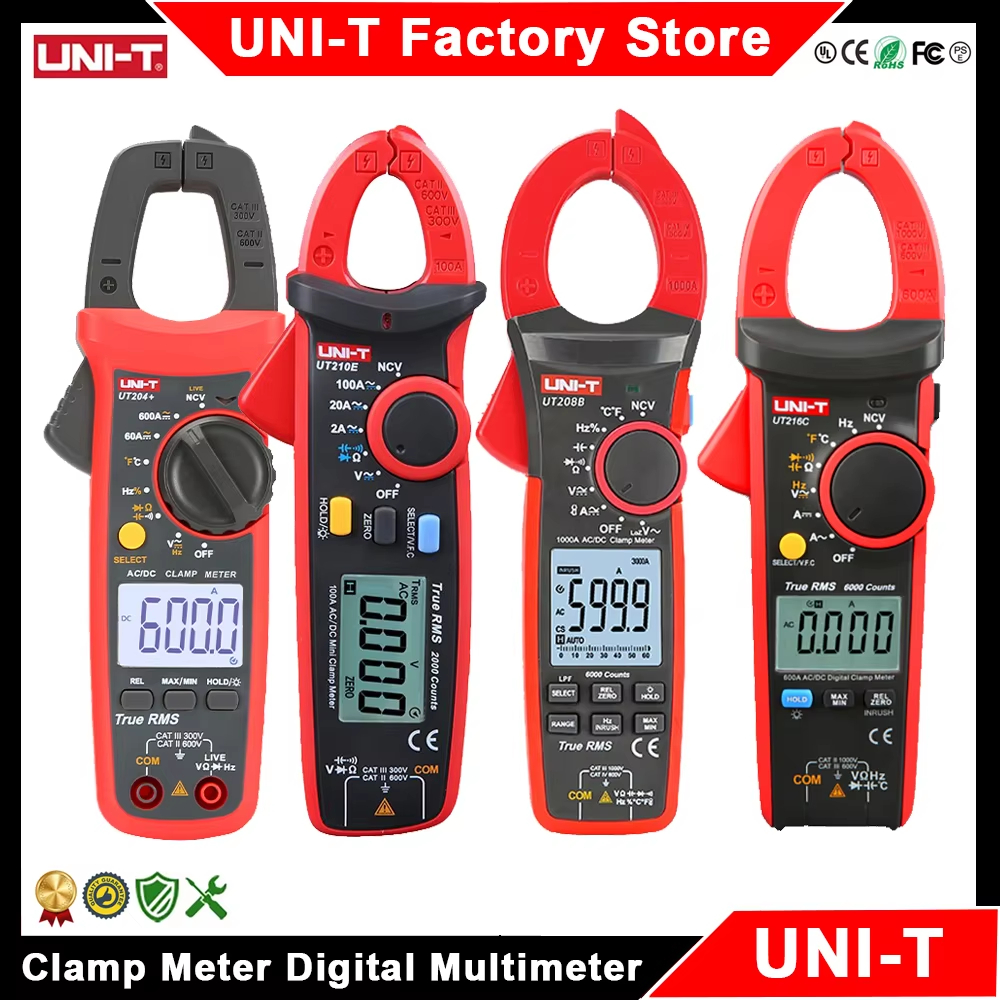 UNI-T แคลมป์มิเตอร์ UT202A+ UT204+ UT210D UT210E UT207B UT208B Amperimetric Clamp Digital Multimeter