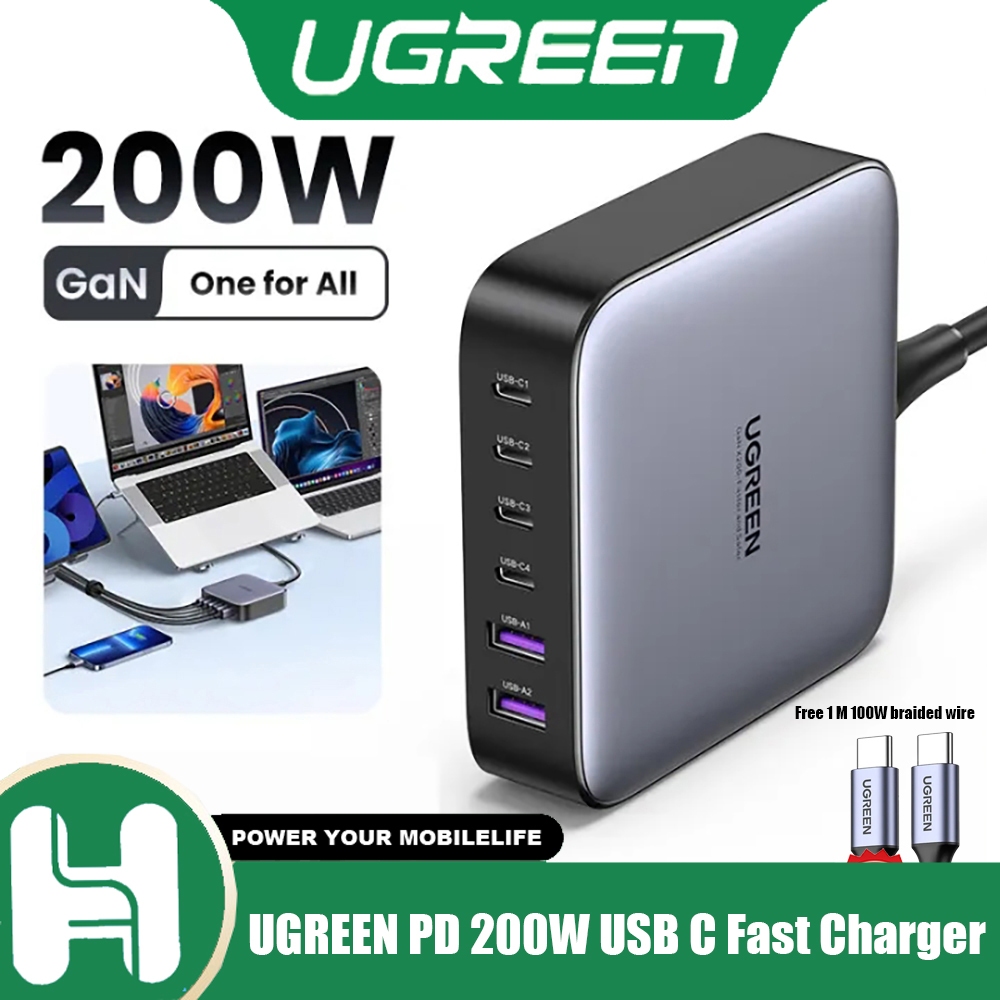 UGREEN PD 200W USB C Fast Charger แล็ปท็อปเครื่องชาร์จเดสก์ท็อปเครื่องชาร์จแล็ปท็อป