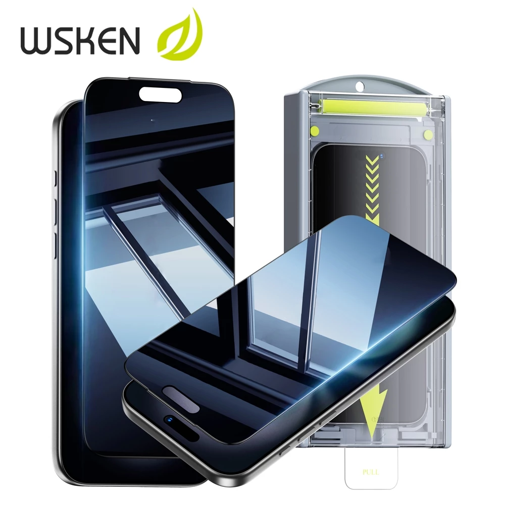 WSKEN ใช้กับ iPhone 17 ProMax ฟิล์มกันรอยหน้าจอ สัมผัสได้เต็มจอ ป้องกันการแตก 9H+ ฟิล์มกระจก iPhone 17Pro ฟิล์มเต็มจอ กับ เครื่องมือติดตั้ง ไอโฟน 17