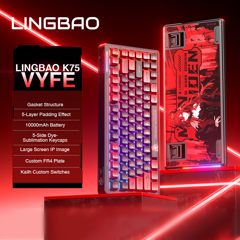 AULA LINGBAO K75 คีย์บอร์ดไร้สาย 82 คีย์ Tri-Mode อายุการใช้งานแบตเตอรี่ยาวนาน RBG IP Design Gaming 