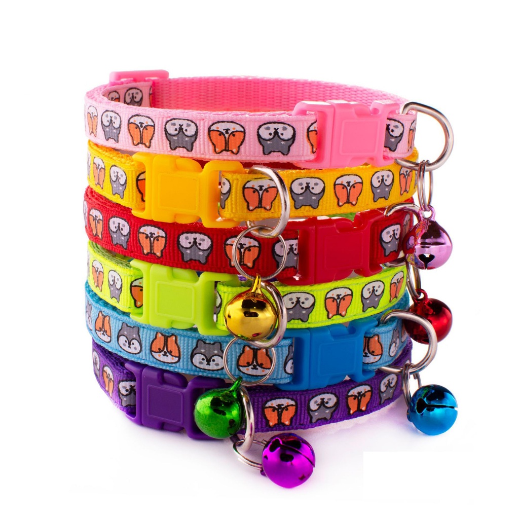 6 ชิ้น/เซ็ตปลอกคอแมวพร้อมกระดิ่งปลอกคอสุนัขแบบปรับได้สายคล้องคอ