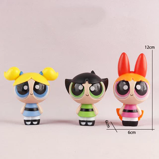 3 ชิ้น 12 ซม.การ์ตูน Powerpuff Girls อะนิเมะ Action Figure รถโต๊ะ Action Figure ตกแต่งคอลเลกชันของขวัญวันเกิด
