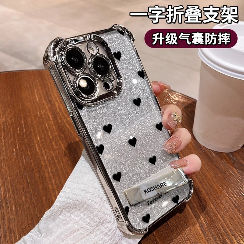 สไตล์ใหม่ 11 ความรู้สึกระดับไฮเอนด์ 12 เต็มหน้าจอสีดําหัวใจน้อย 13 Electroplating 14 เหมาะสําหรับ Apple 16promax เคสโทรศัพท์ xs Creative iPhone15 รุ่นหญิง xr กันกระแทก 7p เคสป้องกัน