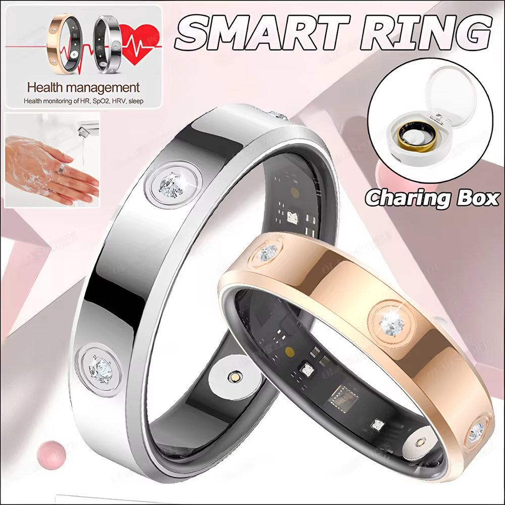 ใหม่เพชรสมาร์ทแหวน2025 สําหรับผู้หญิงแหวน Heart Rate ออกซิเจนในเลือด Sleep Monitoring IP68 กันน้ําโหมดกีฬาผู้หญิง Smartring
