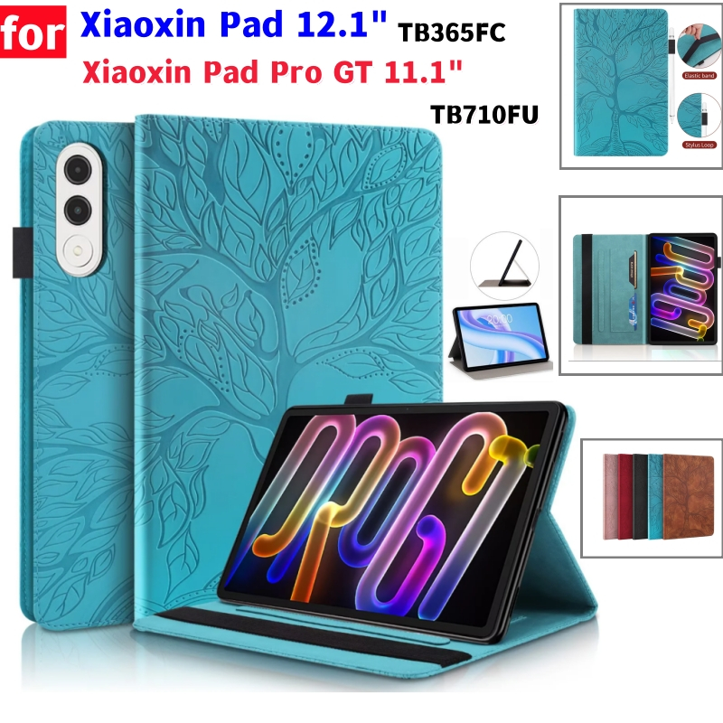 สําหรับ Xiaoxin Pad 12.1 TB365FC Emboss Tree PU หนังกระเป๋าสตางค์สําหรับ Xiaoxin Pad Pro GT 11.1 TB7