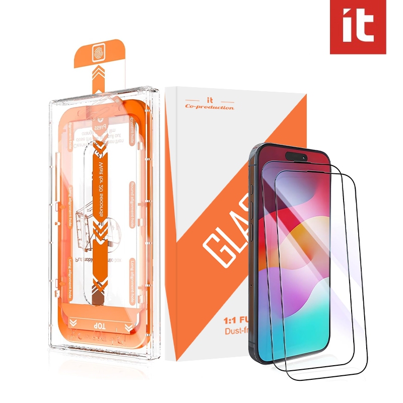 It ตัวป้องกันหน้าจอ - [การกําจัดฝุ่นอัตโนมัติ] 9H+ กระจกนิรภัย iPhone 13 14 15 16 Pro max, Full Coverage 3.0D Edge, Bubble-Free, Case-Friendly
