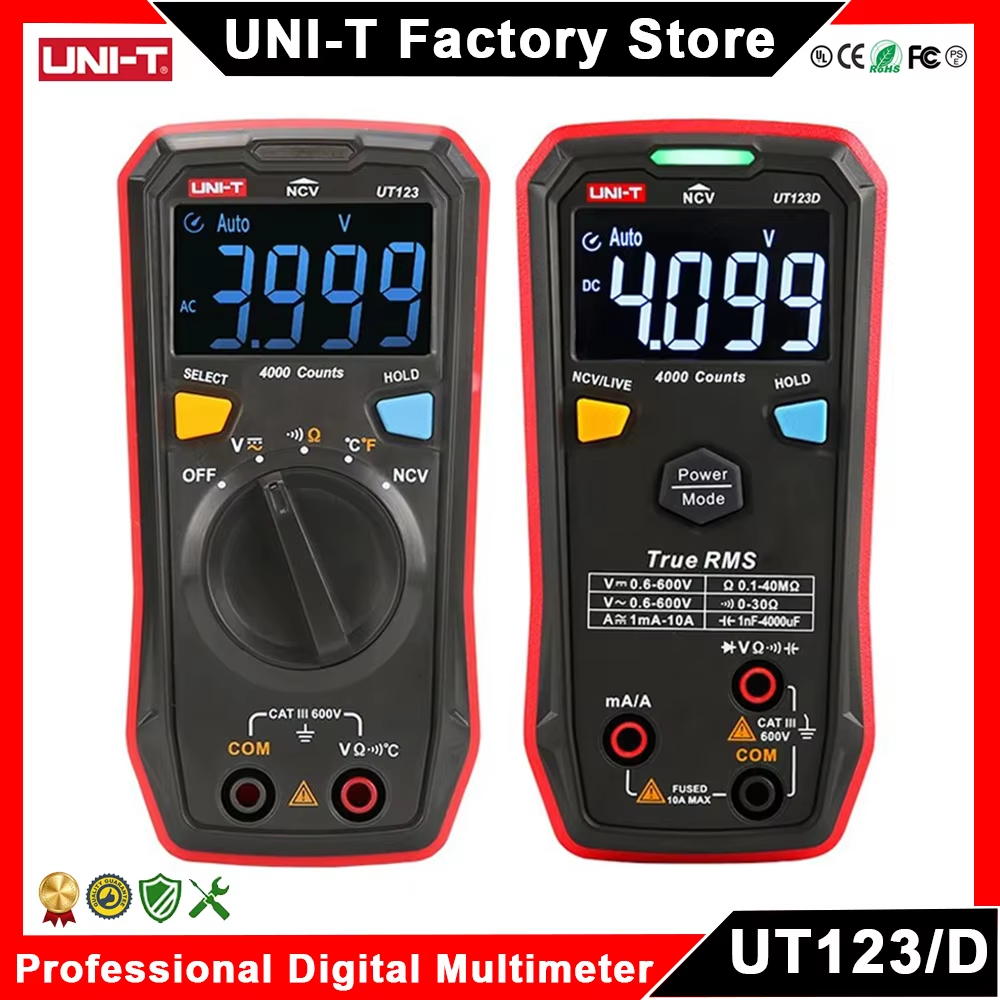 UNI-T UT123 UT123D สมาร์ทมัลติมิเตอร์ดิจิตอล Professional เครื่องทดสอบไฟฟ้าความต้านทานแรงดันไฟฟ้า Co
