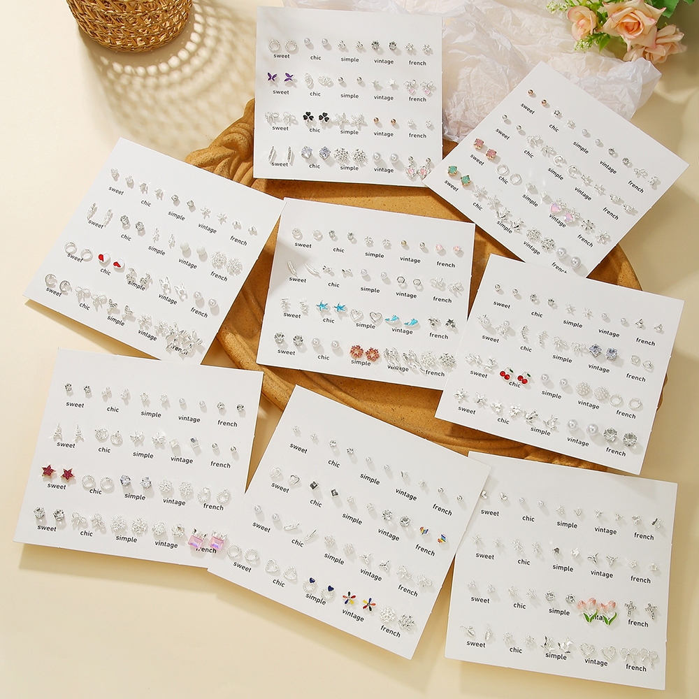 ต่างหูเซตเล็ก 20 คู่ ต่างหูเล็กแฟชั่นใหม่ ต่างหูรูปดาวเกาหลี เหมาะสำหรับสาวๆใส่ไปทำงานทุกวัน ของขวัญปีใหม่สำหรับเพื่อนร่วมงาน ชุดต่างหูที่ไม่ก่อให้เกิดภูมิแพ้