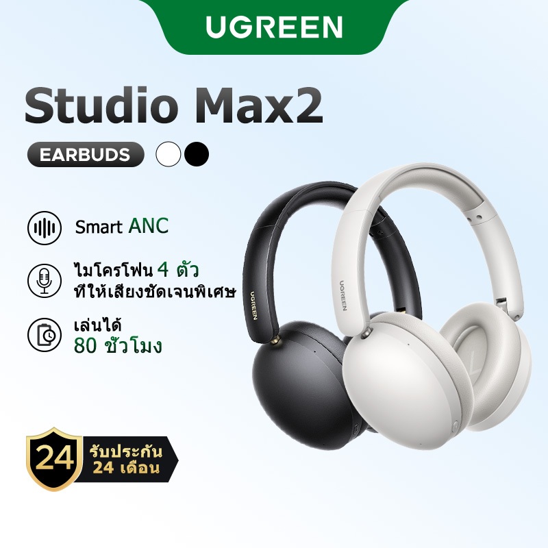UGREEN หูฟังครอบหู Max2C ไร้สายบลูทูธ 5.4 หูฟัง Hi-Res Certified HiFi เสียงรอบทิศทาง 720° ตัดเสียงรบ