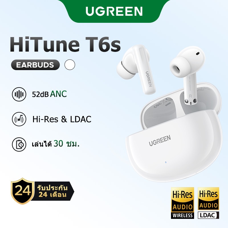 Ugreen HiTune T6 ANC TWS ชุดหูฟังบลูทูธ 5.3 ตัดเสียงรบกวน ความล่าช้าต่ํา สําหรับเล่นเกม