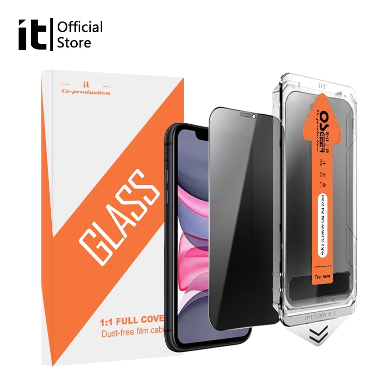 [it]9H ฟิล์มกันรอยความเป็นส่วนตัวความแข็ง ฟิล์มกระจกสําหรับ iPhone 13 12Pro 11Promax 14 15Plus 16ProMax xs xr ห้องสะอาด ฟิล์มกระจกขอบดําแกร่ง กระจกเต็มจอใส