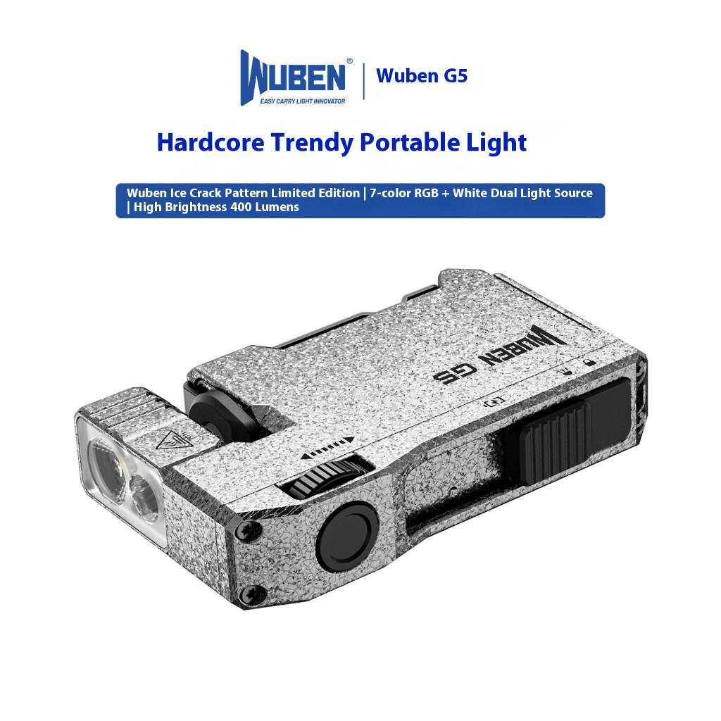 WUBEN G5 ไฟฉายพกพาแม่เหล็ก EDC RGB LED แสงสว่างสูง ชาร์จบ้านและกลางแจ้ง กันน้ำ.IPX4