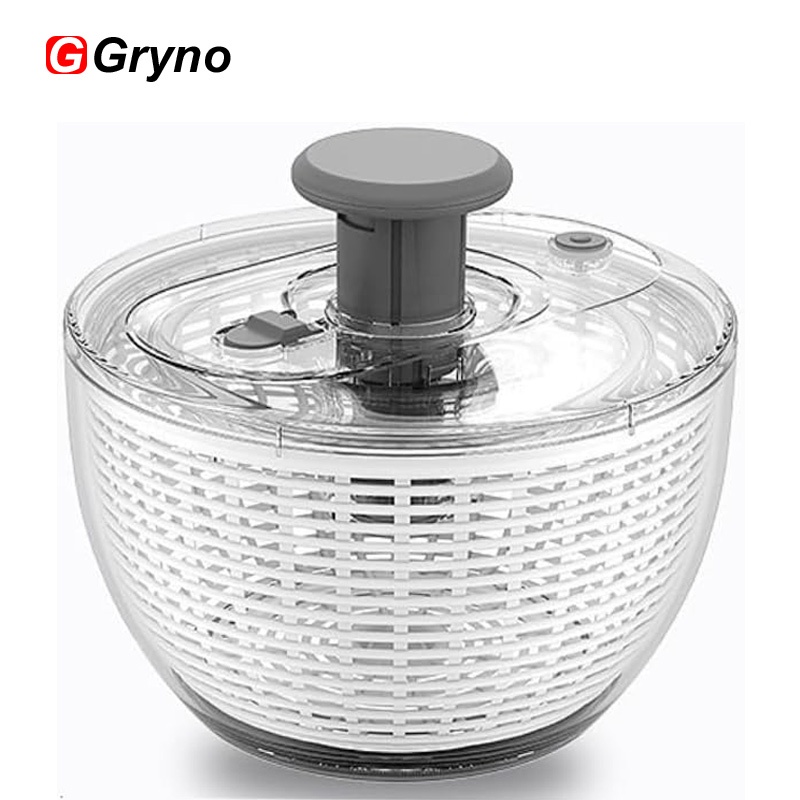 Gryno 6L สลัด Spinner Manual One-pump Wash Drain Basket สลัด Dehydrator กระชอนผัก
