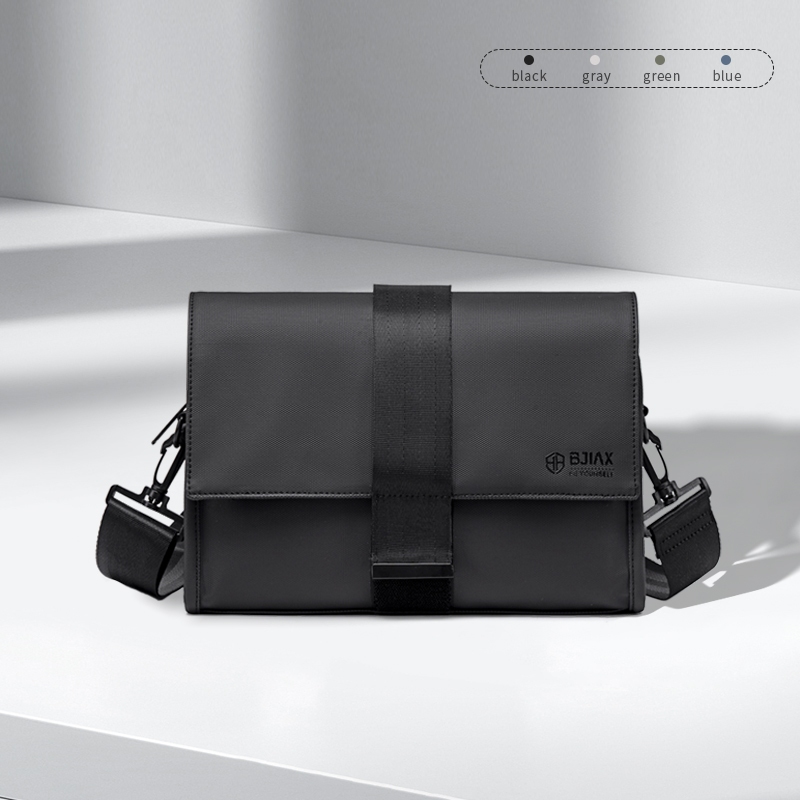 BJIAX ไนลอนโพลีเอสเตอร์ปุ่มกันน้ําผู้ชายกระเป๋าสะพายขนาดใหญ่ (12″)
