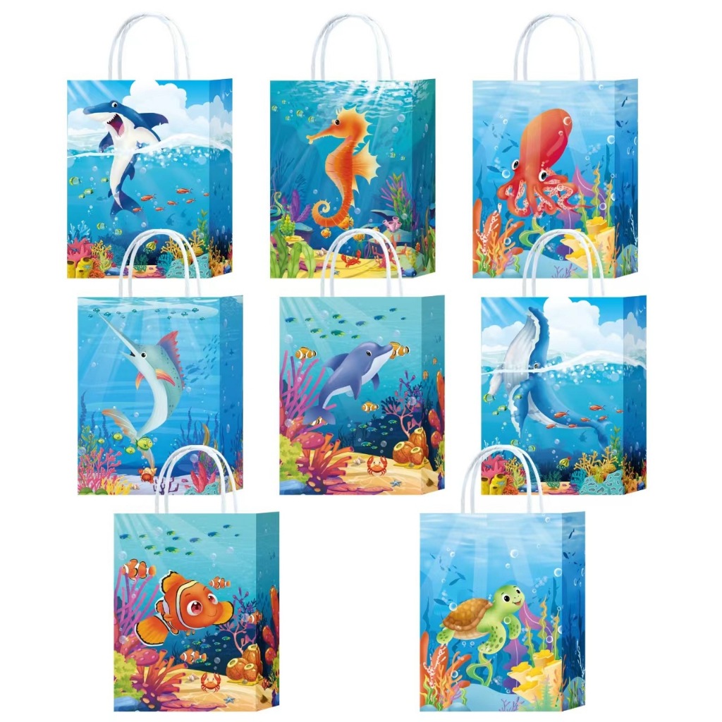 มหาสมุทร ที่ฉัน ถุงกระดาษคราฟท์เด็กถุงของขวัญวันเกิดกระเป๋าพรรคกระเป๋าช้อปปิ้งกระเป๋า N5105
