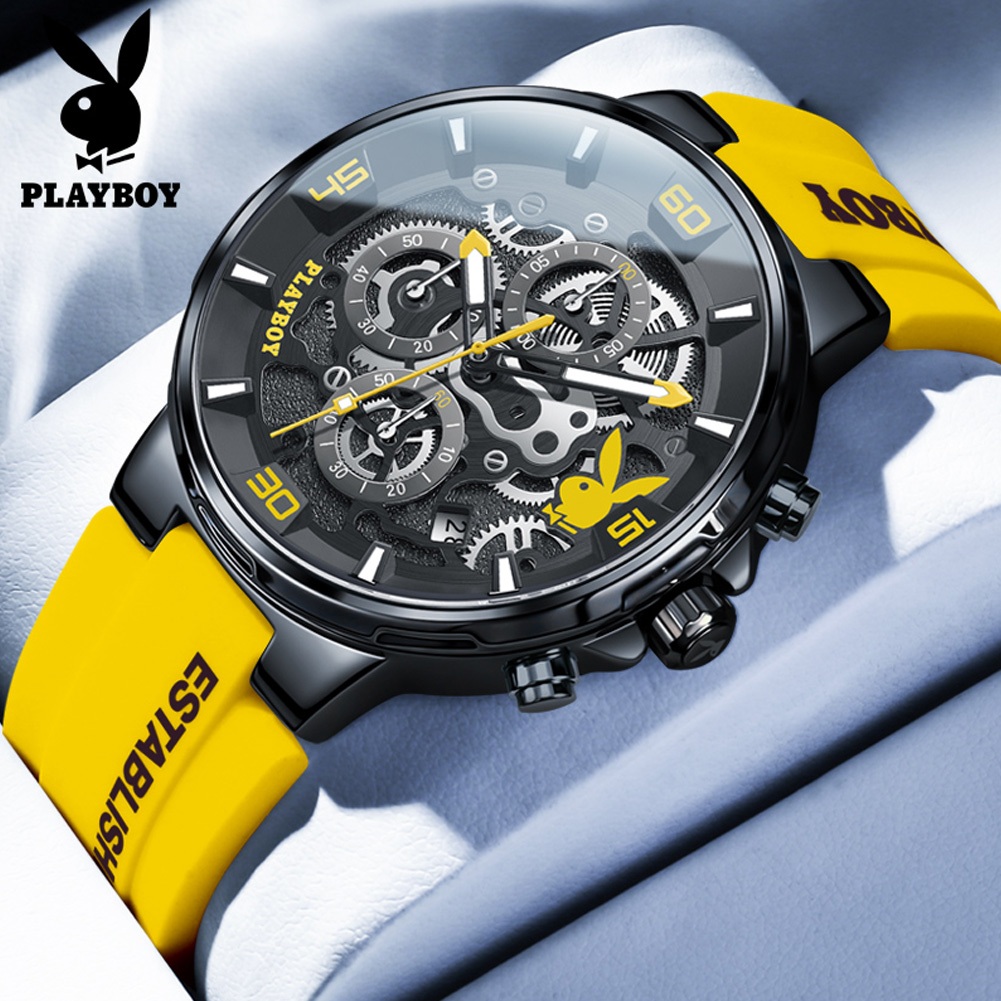 PLAYBOY  ดูเวลา  ดูวันที่  100% ยางสายนาฬิกา แอเนกประสงค์  สันทนาการ ฟชั่น แบรนด์แฟชั่น 3063