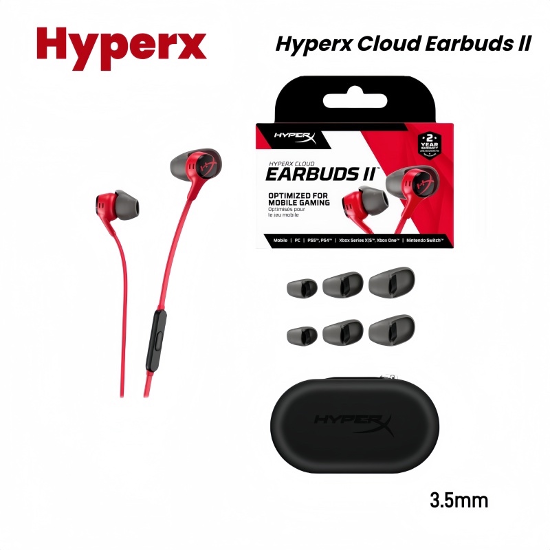 【New】HyperX Cloud Earbuds II Gaming Headphones หูฟังเอียร์บัด หูฟังมีสาย การเชื่อมต่อแบบ 3.5 มม.