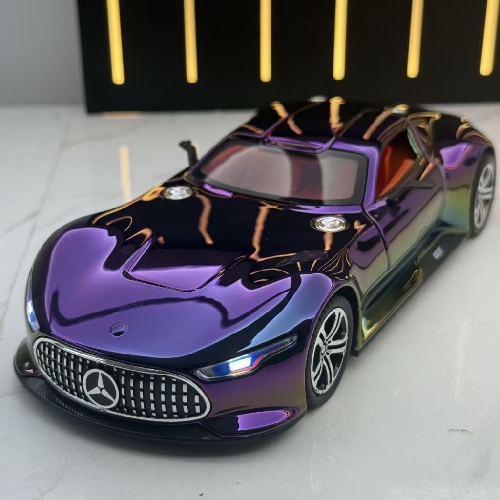 DL 1:24 Mercedes-Benz AMG Vision GT แนวคิดรถสปอร์ตโลหะของเล่นรถDiecastสําหรับเด็กเด็กจําลองเสียงเอฟเฟกต์แสงของขวัญงานอดิเรกคอลเลกชัน