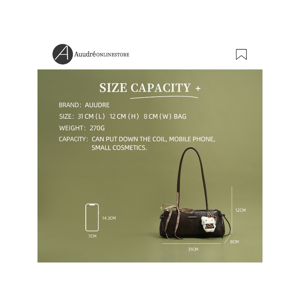 Auure Retro Large-Capacity One-Shoulder Underarm Baguette Bag - รูปที่ 3