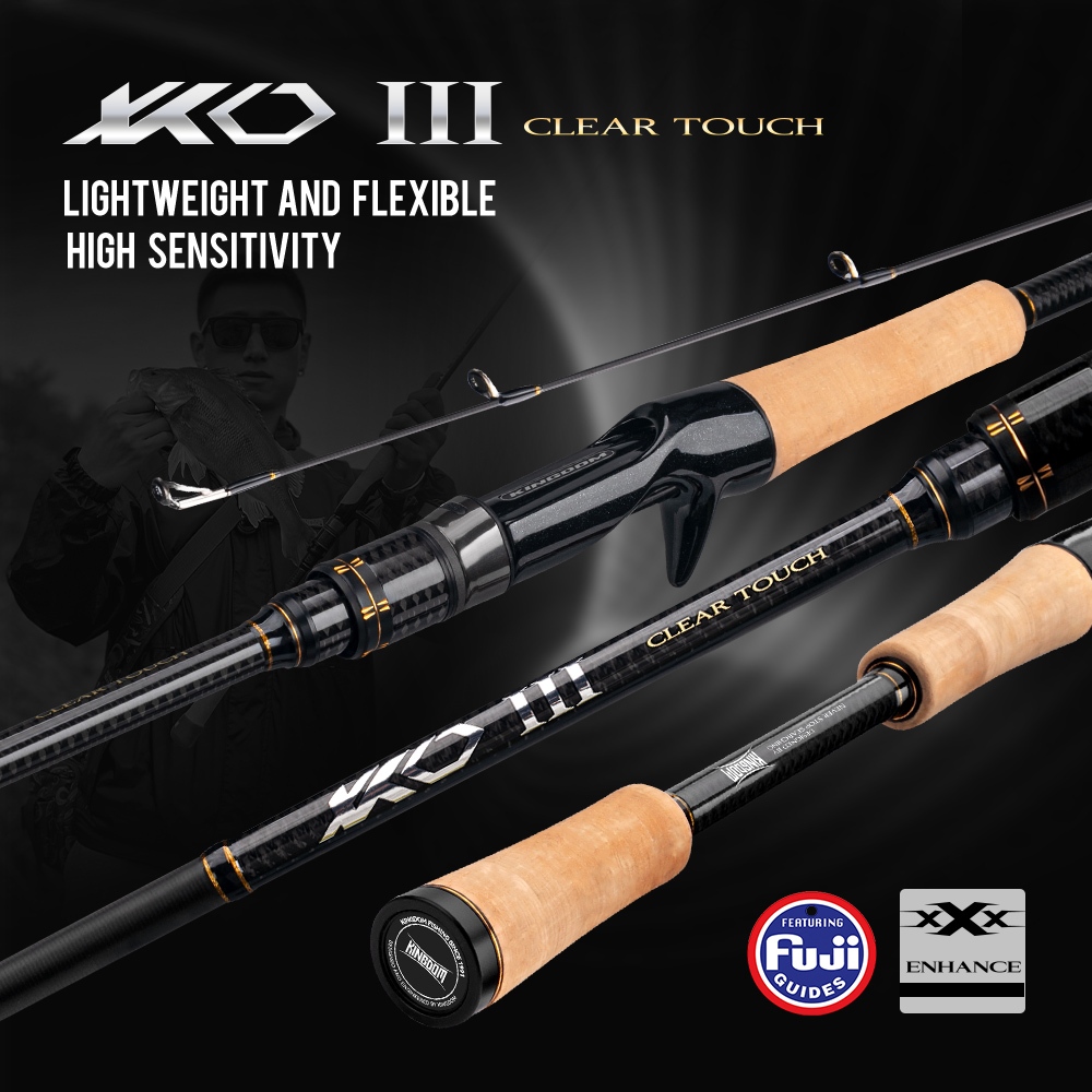 Kingdom KO-III เบ็ดตกปลา 1.95m/1.98m/2.03m/2.08m/2.13m/2.34m/2.44m 2 ส่วน 101g Casting Spinng Rod All FUJI F แหวน L/ML/M/MF 4A Power Cork 4A