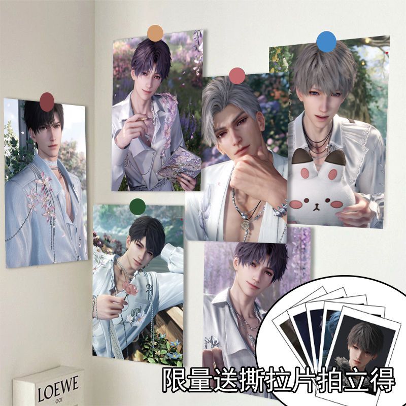 ชุดโปสเตอร์ Love and Deepspace ขนาด A5 30 ชิ้น, Cale, Rafayel Anime Light and Night Wall Art, ตกแต่งห้อง