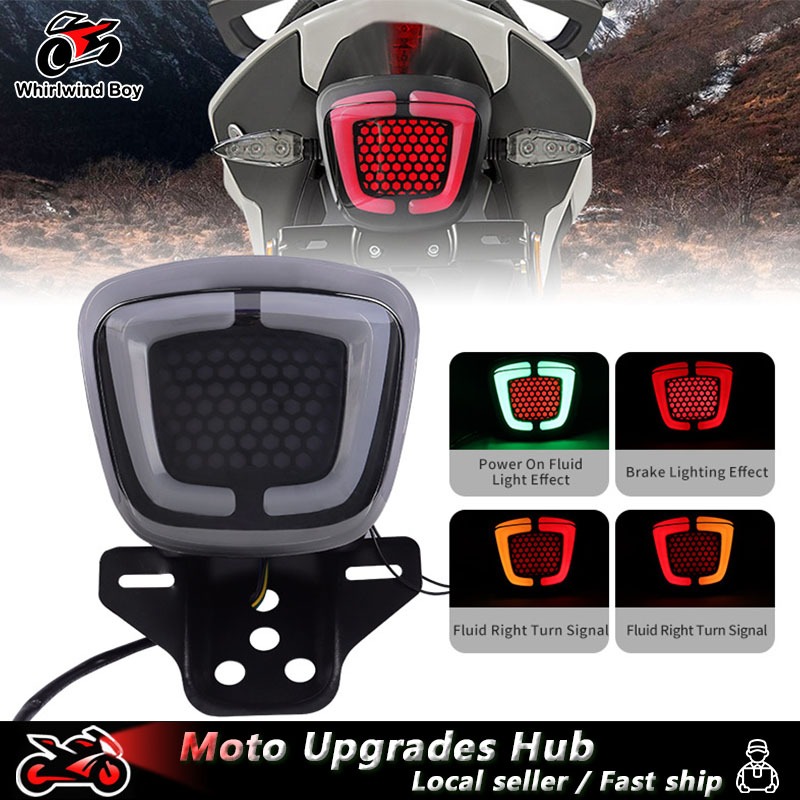 WhirlwindBoy สําหรับ TMX125 ไฟท้าย LED พร้อมตัวยึดแผ่น RGB 9 โหมดโคมไฟควัน