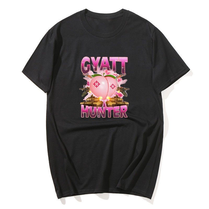 Gyatt Hunter ตลก Meme เสื้อยืดผู้ชายผู้หญิงแฟชั่น Vintage เสื้อยืดแขนสั้นผ้าฝ้าย 100% ลําลองขนาดใหญ่