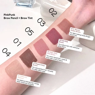 PinkPunk 2 in 1 มาสคาร่าคิ้ว & ดินสอเขียนคิ้ว 5D มาสคาร่าคิ้ว 7 เฉดสี ไม่เลือน อยู่ทนนาน K-Beauty